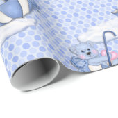 Umbrella Teddy Blue Geschenkpapier (Rolleneckpunkt)