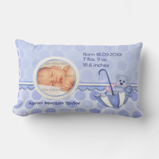 Umbrella Teddy Polka Dots Blue Foto Pillow Lendenkissen