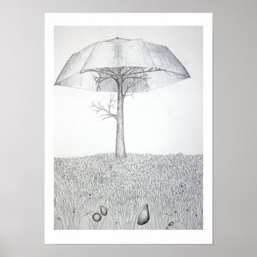 Umbrella Tree B&W Poster (Vorne)