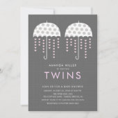 Umbrella TWINS Girls Kinderdusche Einladung (Vorderseite)