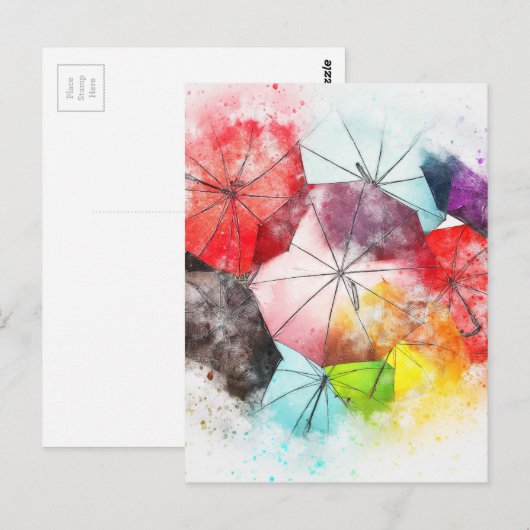 Umbrellas Abstrakt Postkarte (Vorne/Hinten)