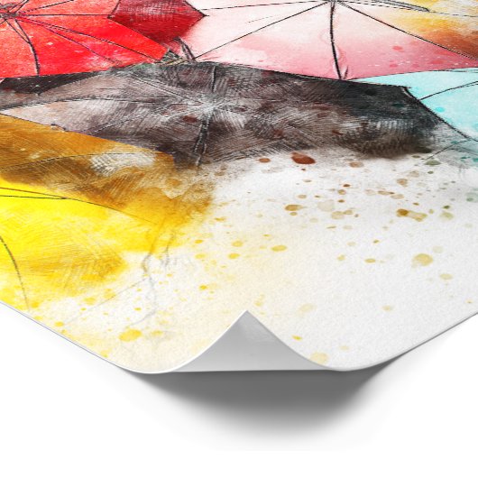 Umbrellas  Colorful Abstract Poster (Ecke)