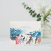 Umbrellas Detail Original Aquarellfarben Postkarte (Stehend Vorderseite)