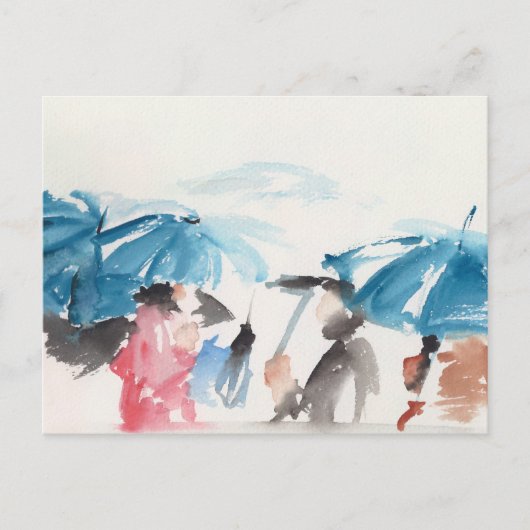 Umbrellas Detail Original Aquarellfarben Postkarte (Vorderseite)