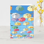 Umbrellas in der Sky Grußkarte Karte (Gelbe Blume)