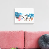 Umbrellas Original Watercolor Leinwand (Insitu (Wohnzimmer))