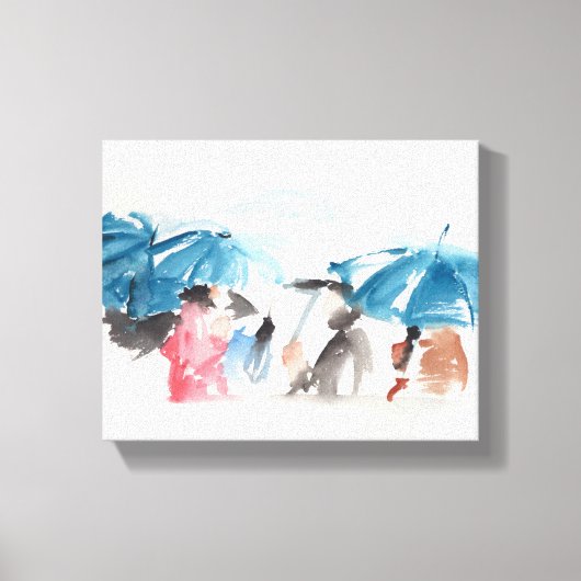 Umbrellas Original Watercolor Leinwand (Vorderseite)