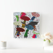 Umbrellas Quadratische Wanduhr (Zuhause)