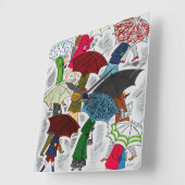 Umbrellas Quadratische Wanduhr (Winkel)
