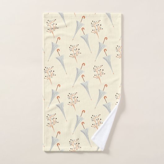 Umbrellas und Herbstblätter Badhandtuch Set (Handtuch)