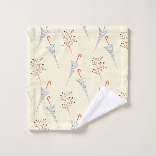 Umbrellas und Herbstblätter Badhandtuch Set (Waschlappen)