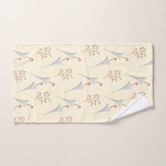 Umbrellas und Herbstblätter Badhandtuch Set (Handtuch)