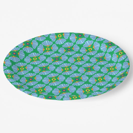 Umbrett Blume 9" Papier Teller (Schrägansicht)