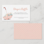 Umbrett mit Blume Girl Diaper Raffle Ticket Begleitkarte (Vorne/Hinten)