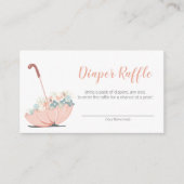 Umbrett mit Blume Girl Diaper Raffle Ticket Begleitkarte (Vorderseite)