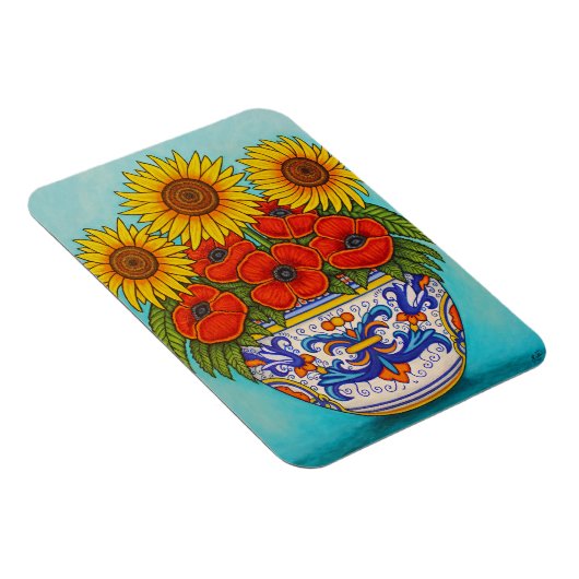 Umbria Bouquet Poppy Sonnenblume Magnet (Rechte Seite)