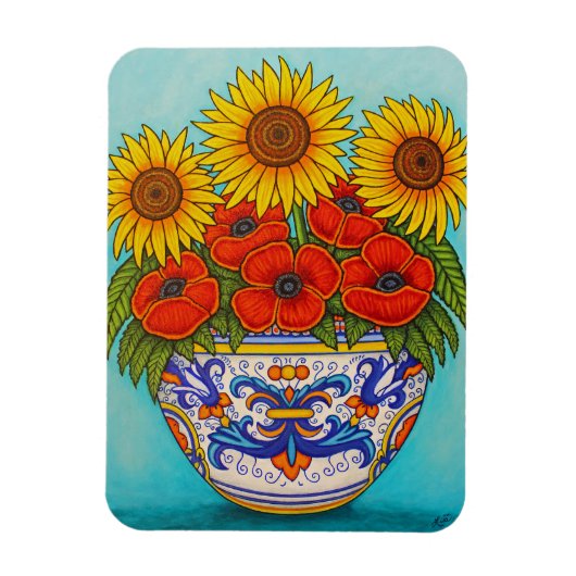 Umbria Bouquet Poppy Sonnenblume Magnet (Vertikal)