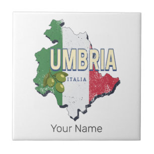 Umbrien Italien Retro Region Karte Vintag Souvenir Fliese