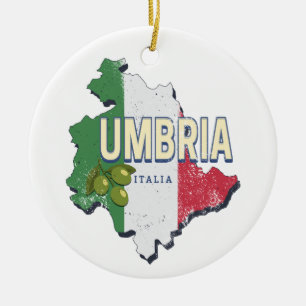 Umbrien Italien Retro Region Karte Vintag Souvenir Keramik Ornament
