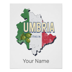 Umbrien Italien Retro Region Karte Vintag Souvenir Poster