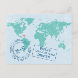 Umbuchung Termin Hochzeit in Urlaubsort Reise Ankündigungspostkarte