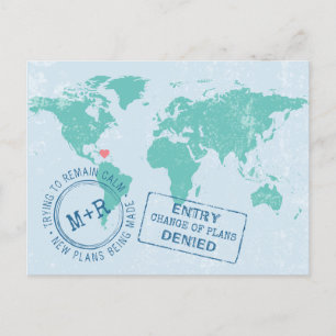 Umbuchung Termin Hochzeit in Urlaubsort Reise Ankündigungspostkarte