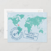 Umbuchung Termin Hochzeit in Urlaubsort Reise Ankündigungspostkarte (Vorne/Hinten)