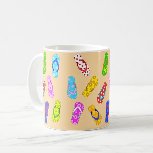 Umdreh Flop Sandals Muster Niedlich Beach Theme Kaffeetasse (Vorderseite Links)
