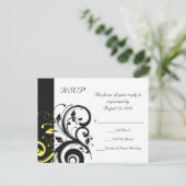Umdrehung Schwarz/Gelb Einladungspostkarte (Stehend Vorderseite)