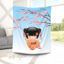 Ume Kokeshi Doll - Japanisch Geisha Girl Blue