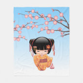 Ume Kokeshi Doll - Japanisch Geisha Girl Blue Fleecedecke (Vorderseite)