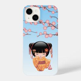 Ume Kokeshi Doll - Japanisch Geisha Girl Blue iPhone 14 Hülle
