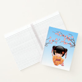 Ume Kokeshi Doll - Japanisch Geisha Girl Blue Notizblock