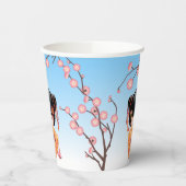 Ume Kokeshi Doll - Japanisch Geisha Girl Blue Pappbecher (Links)