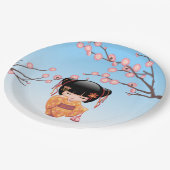 Ume Kokeshi Doll - Japanisch Geisha Girl Blue Pappteller (Schrägansicht)