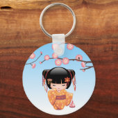 Ume Kokeshi Doll - Japanisch Geisha Girl Blue Schlüsselanhänger (Rückseite)