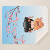 Ume Kokeshi Doll - Japanisch Geisha Girl Blue Sherpadecke (Vorderseite (Horizontal))