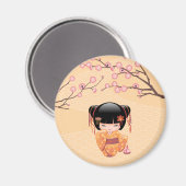Ume Kokeshi Doll - Japanisch Peach Geisha Girl Magnet (Vorderseite/Rückseite)