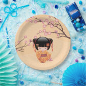 Ume Kokeshi Doll - Japanisch Peach Geisha Girl Pappteller (Party)