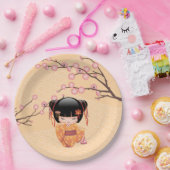 Ume Kokeshi Doll - Japanisch Peach Geisha Girl Pappteller (Party)