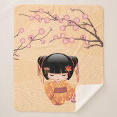 Ume Kokeshi Doll - Japanisch Peach Geisha Girl Sherpadecke (Vorderseite)