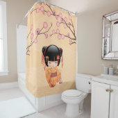 Ume Kokeshi Doll Japanischer Peach Geisha Girl Yel Duschvorhang (Beispiel)