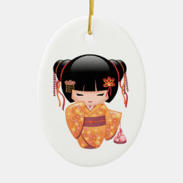 Ume Kokeshi Doll - Niedliches japanisches Geisha G Keramik Ornament