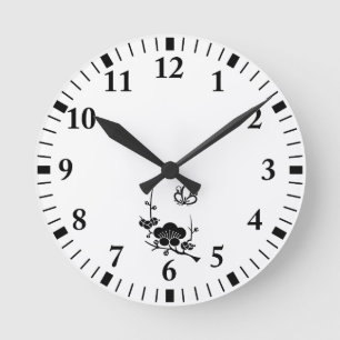Ume Niederlassung und Schmetterling-förmige ume Runde Wanduhr