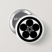 Umebachi-Stil-Pfirsichblüte im Kreis Button (Vorne & Hinten)