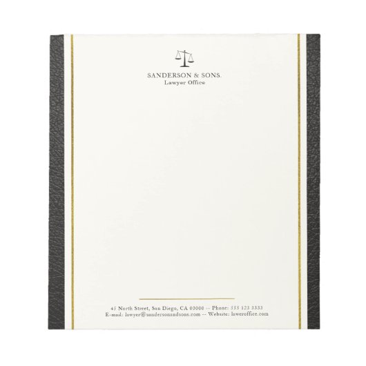 Umfang der Anwaltskanzlei der Justiz beruflich Notizblock (Vorderseite)