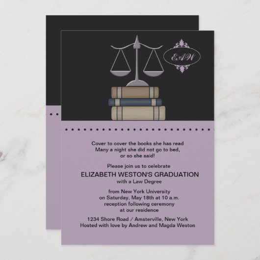 Umfang der Justiz Mauve, Einladung der Law School (Vorne/Hinten)