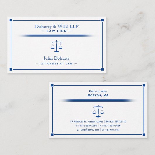 Umfang des JustizATTORNEY | Exklusives Deep Blue Visitenkarte (Vorne/Hinten)