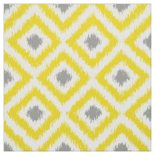 Umfangs-gelbes und graues Ikat Diamant-Muster Stoff
