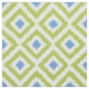 Umfangs-grünes und blaues Ikat Diamant-Muster Stoff